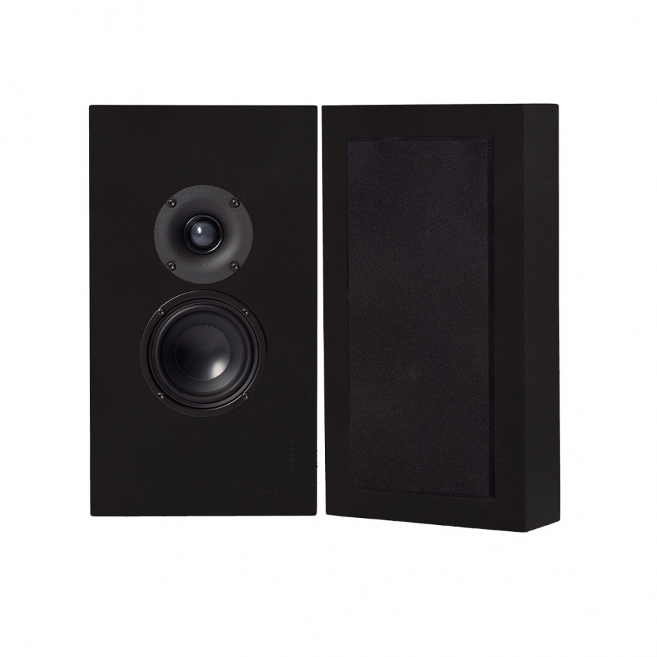 DLS Flatbox Midi vegghøyttaler, matt svart stereopar