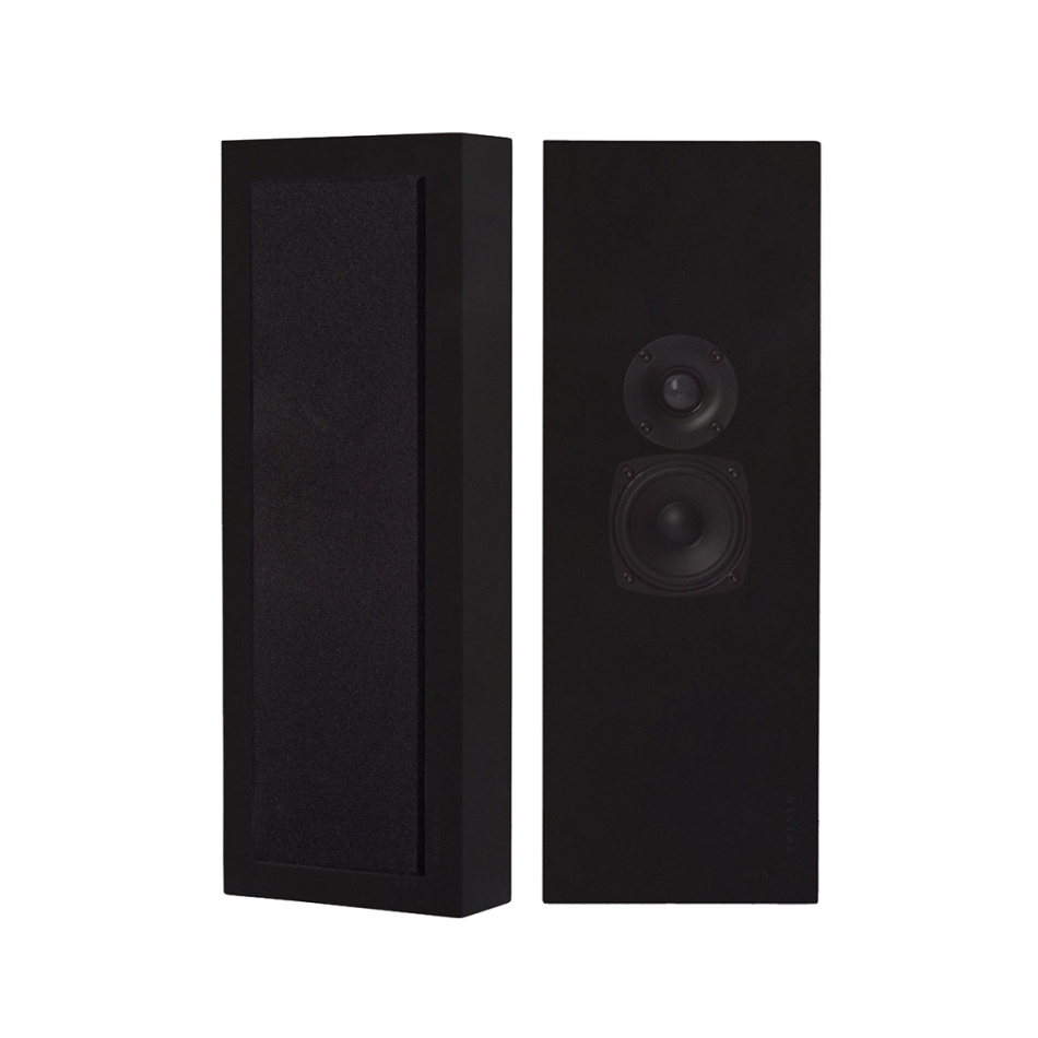 DLS Flatbox Slim Large vegghøyttaler, matt svart stereopar