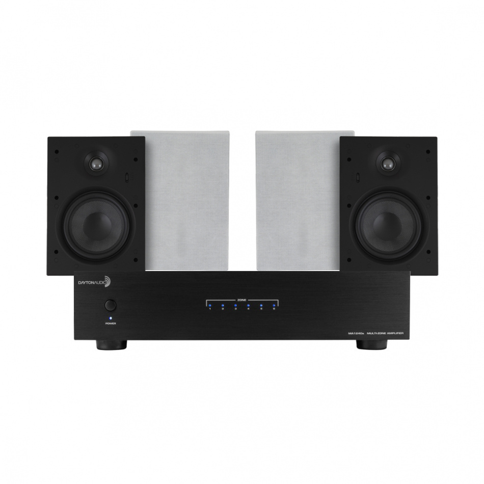 Dayton Audio MA1240a & 2 par System One IW690 innbyggingshøyttalere