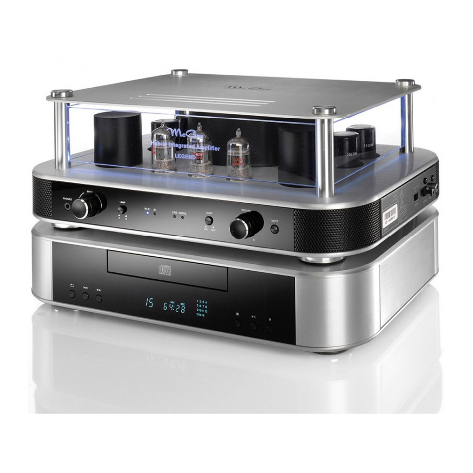 McGee Legend & CD-M1 Streamingpakke med forsterker & CD-spiller, sølv