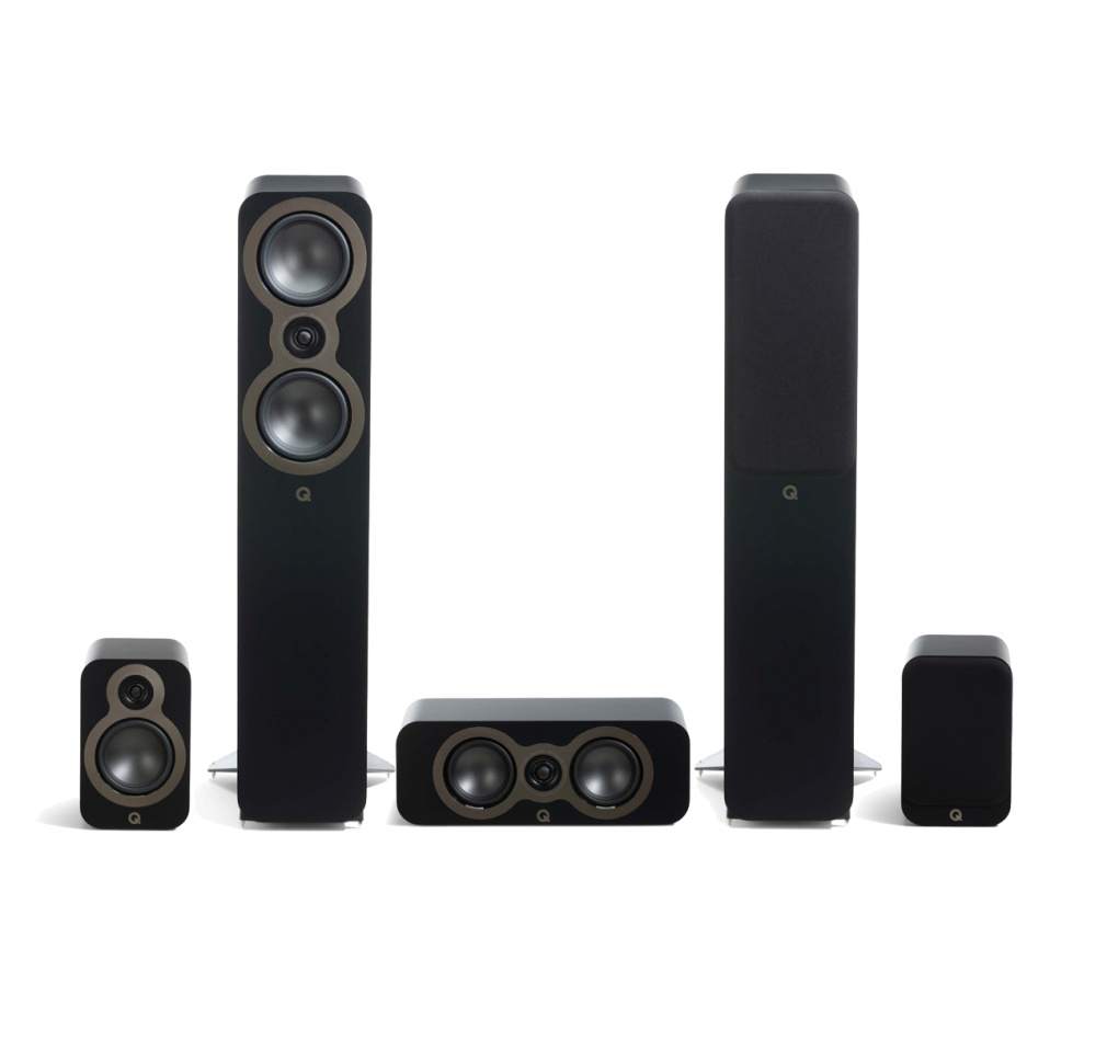 Q Acoustics 3050c høyttalerpakke for surround 5.0, svart