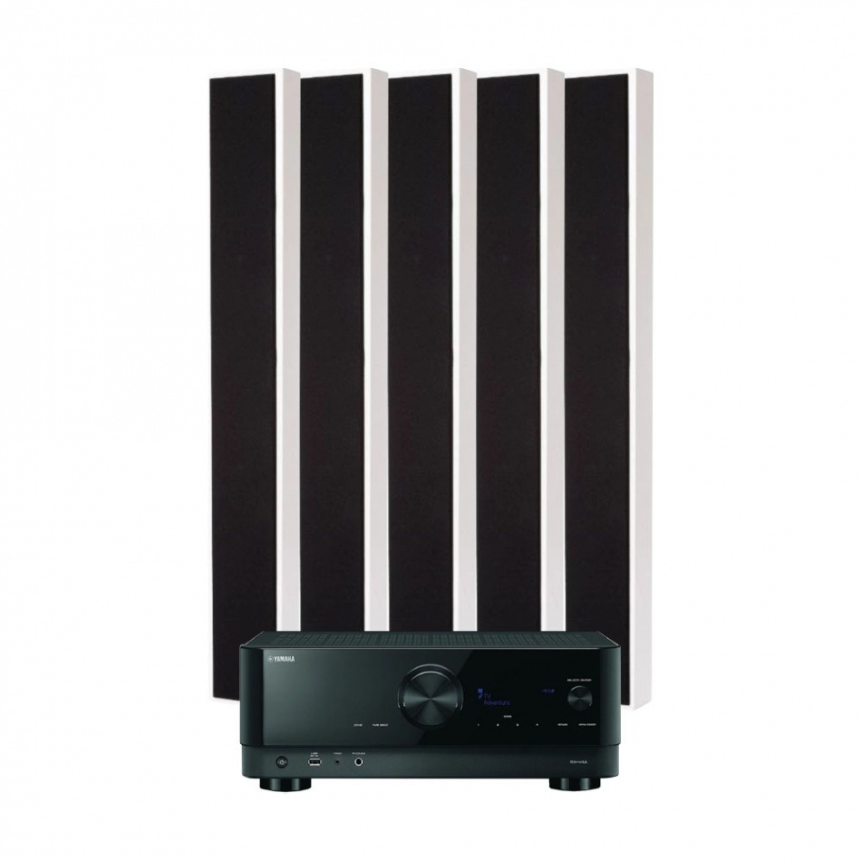 Yamaha RX-V4A & DLS FLatbos Slim XL hjemmekinopakke 5.0 hvit