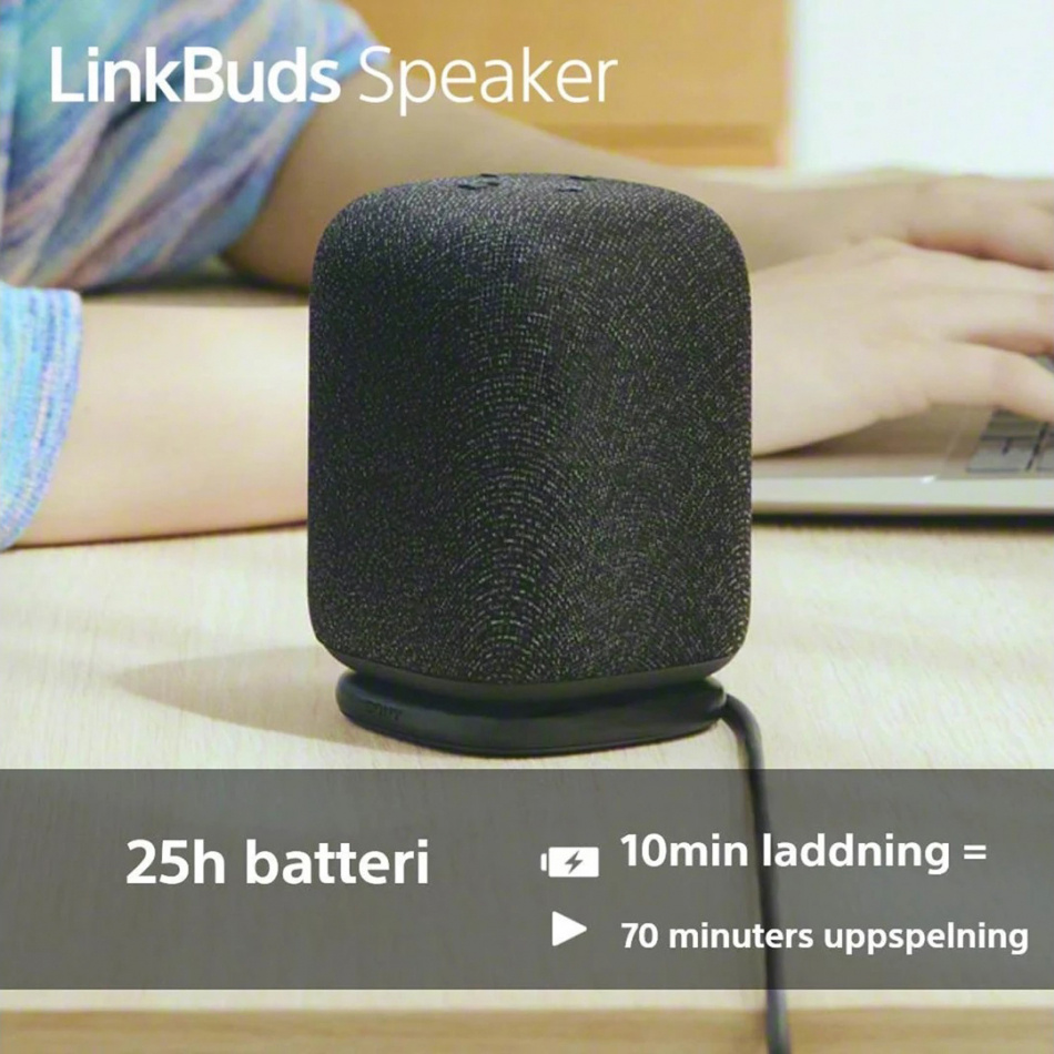 Sony LinkBuds Speaker trådløs bærbar høyttaler med Bluetooth, svart 2-pakning