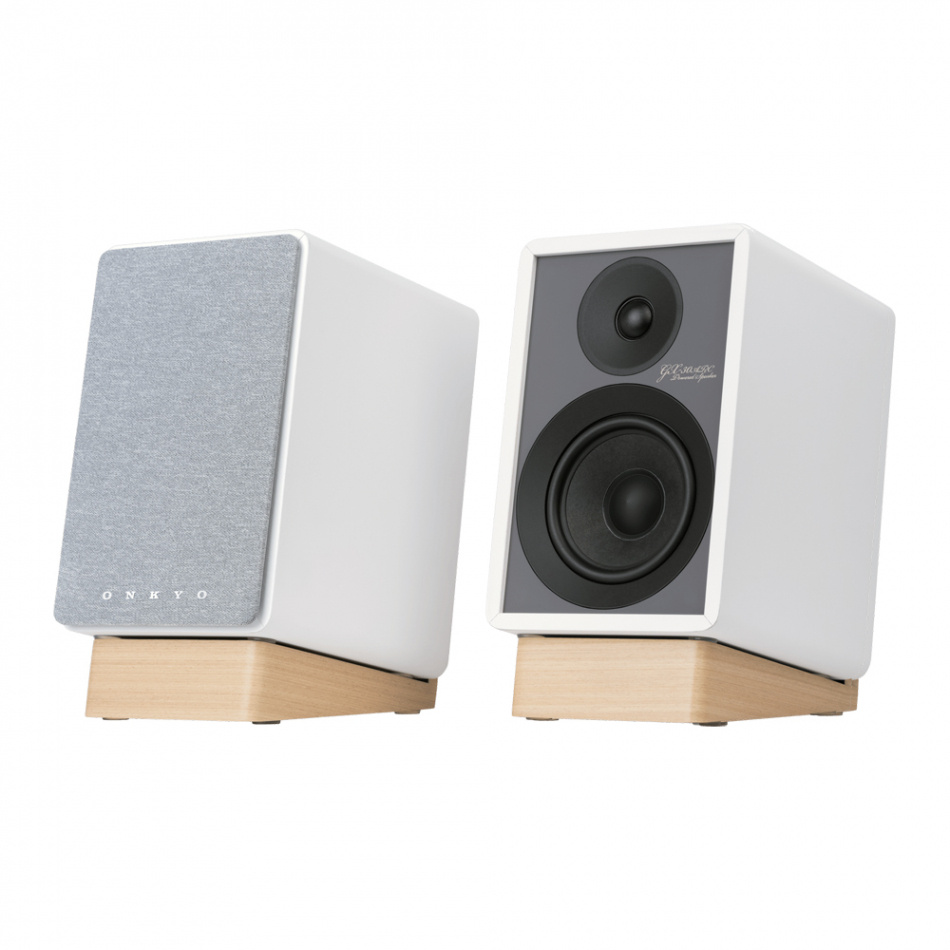 Onkyo GX-30ARC aktive stereohøyttalere, hvitt par med Atonemo Streamplayer