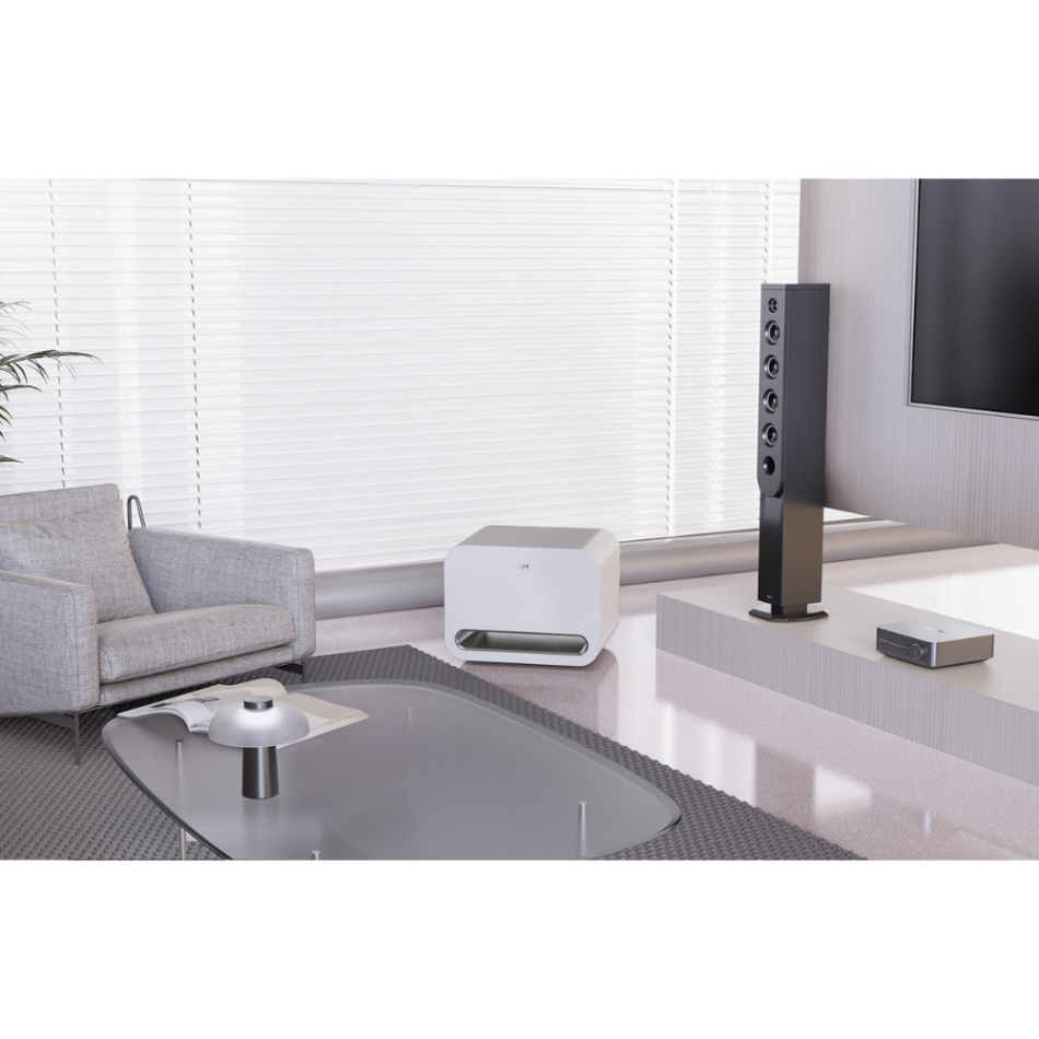 WiiM Sub Pro kompakt trådløs subwoofer, hvit 2-PACK