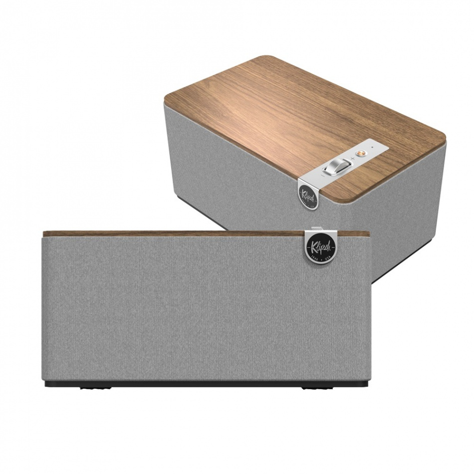 Klipsch The Three Plus aktiv høyttaler med Bluetooth & USB-C valnøtt, 2-PACK