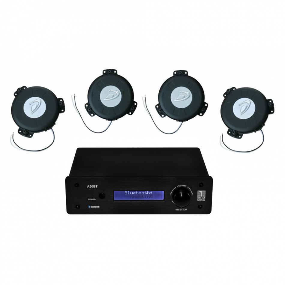 System One A50BT & 4 stk Dayton Audio TT25-8, bassshakerpakke for hjemmekino