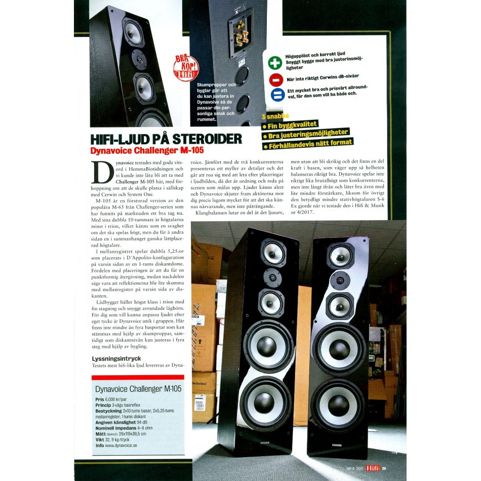 Crown XLS-1002 effektforsterker med Dynavoice Challenger M-105EX v4 stereopakke